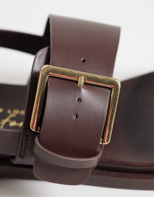 New Look Wide Fit - Brune sandaler med todelt hælrem, 3 af 4