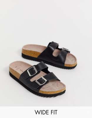 black footbed sandals