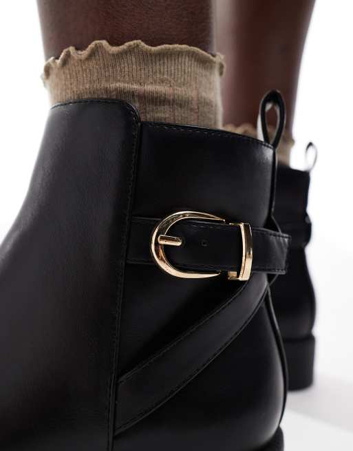 New Look Wide Fit buckle flat ankle boot in black, 4 of 4