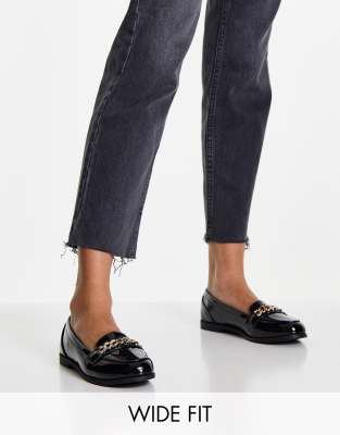 New Look New Look Wide Fit chain detail loafer in black