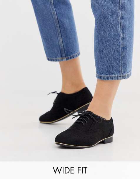 New Look Wide Fit - Chaussures richelieu en PU - Noir