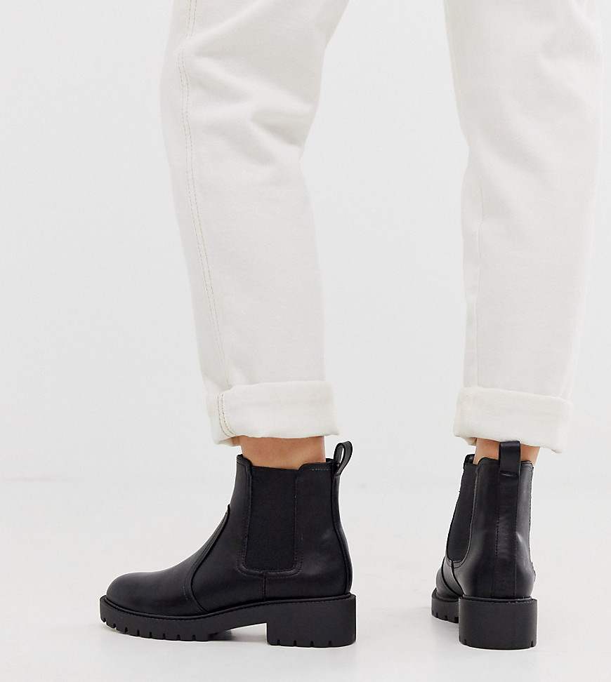 New Look Wide Fit - Chelsea boots met dikke platte zool in zwart