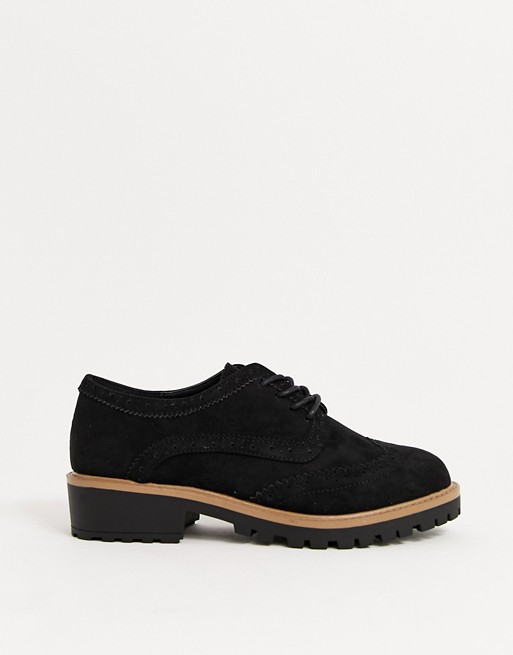 New Look Wide Fit chunky brogues in black