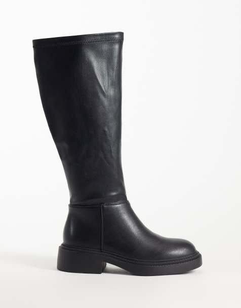 New Look Wide Fit chunky knee high boot in black - view 1