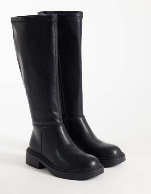 New Look Wide Fit chunky knee high boot in black, 2 of 4