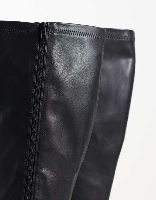 New Look Wide Fit chunky knee high boot in black, 3 of 4