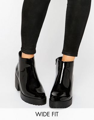 New Look Wide Fit Chunky Patent Faux Leather Ankle Boot | ASOS