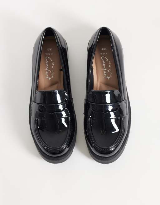 New Look Wide Fit chunky penny loafers in black, 3 of 4