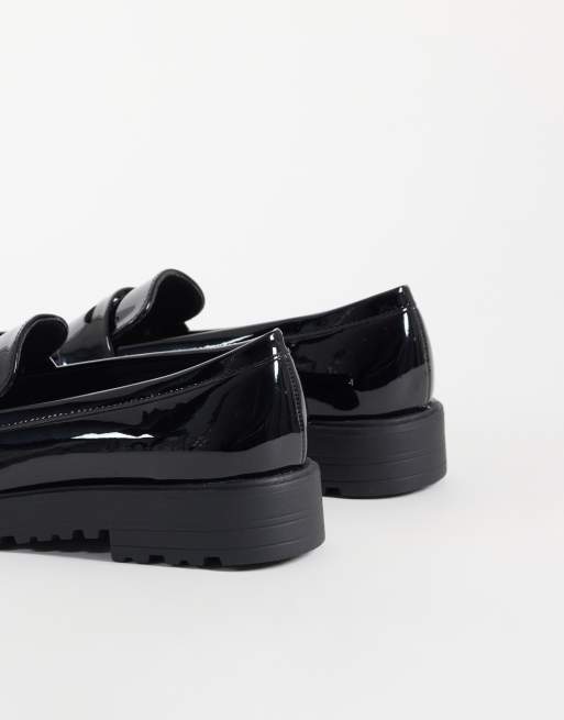 New Look Wide Fit chunky penny loafers in black, 4 of 4