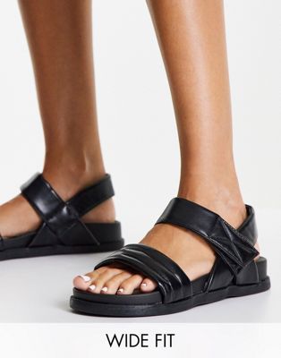 New Look Wide Fit chunky sports sandal in black