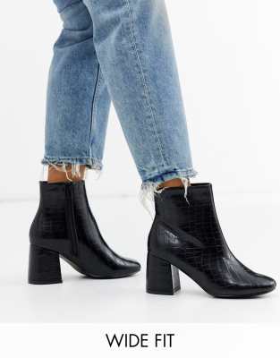 croc block heel boots