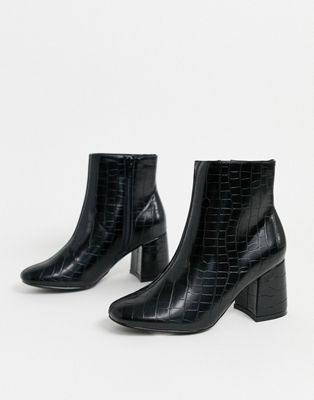faux croc ankle boots