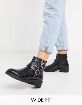 black croc biker boots