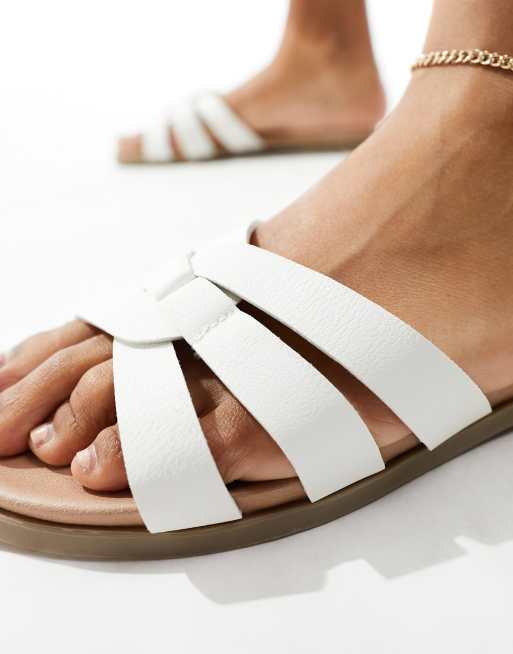 New Look Wide Fit cross strap sandals in white ASOS