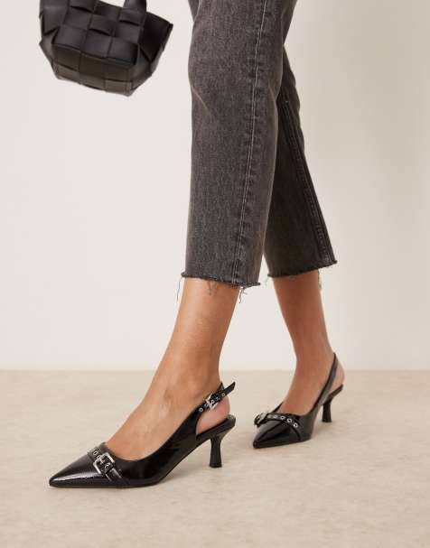 New Look Wide Fit – Czarne buty na obcasie z paskiem za piętą i zapięciem na klamrę - view 1