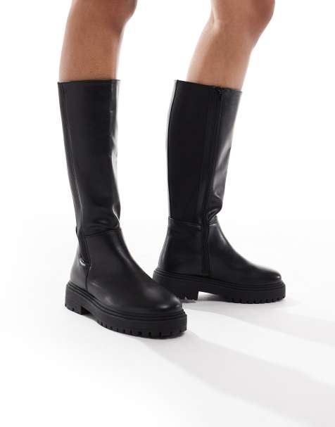 New Look Wide Fit – Czarne kozaki na grubej podeszwie - view 1