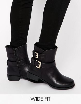 wide fit biker ankle boots