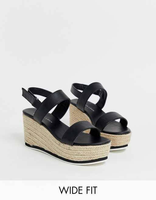 New Look wide fit espadrille sandal in black | ASOS