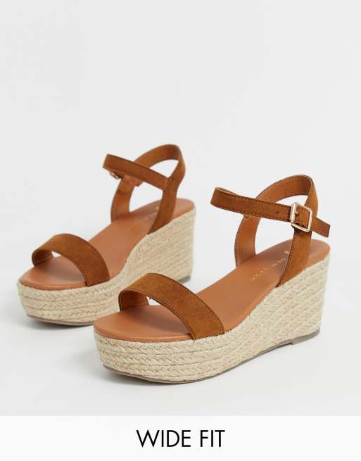 New Look Wide Fit espadrille wedges in tan | ASOS