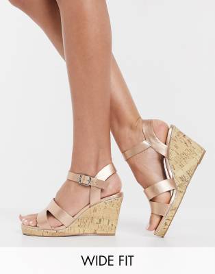 new look rose gold wedges