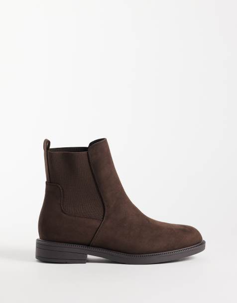 New Look Wide Fit faux suede Chelsea boot in dark brown - view 1