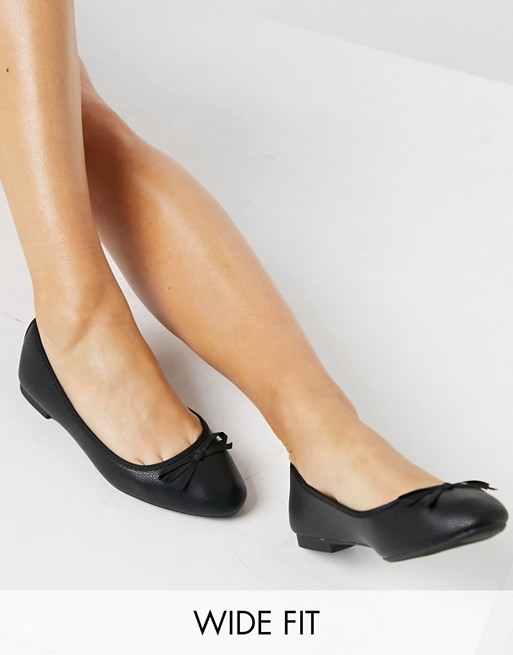 New Look Wide Fit flat ballerina shoe in black