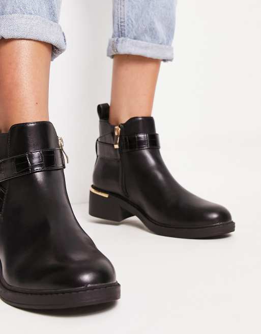 New look black 2024 flat ankle boots