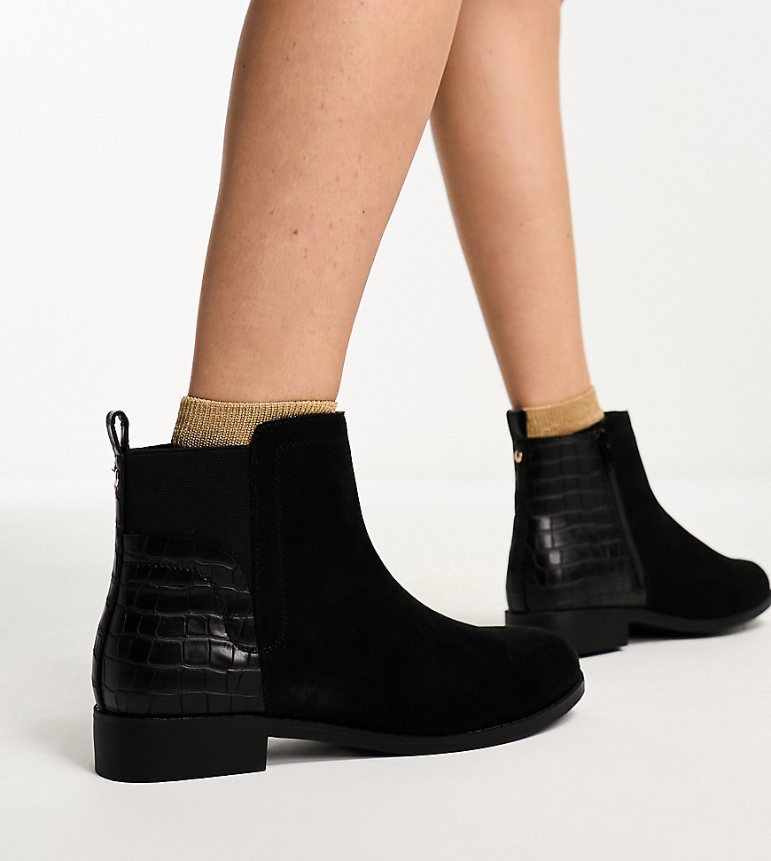 New Look Wide Fit flat chelsea boot in black