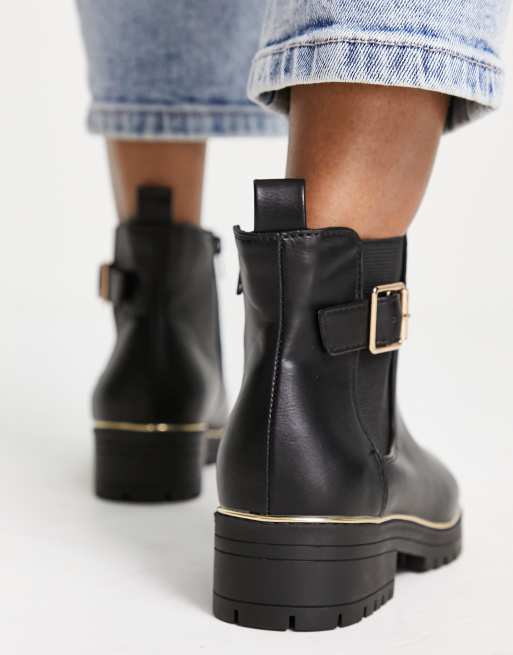 New look wide fit chunky best sale heeled boot