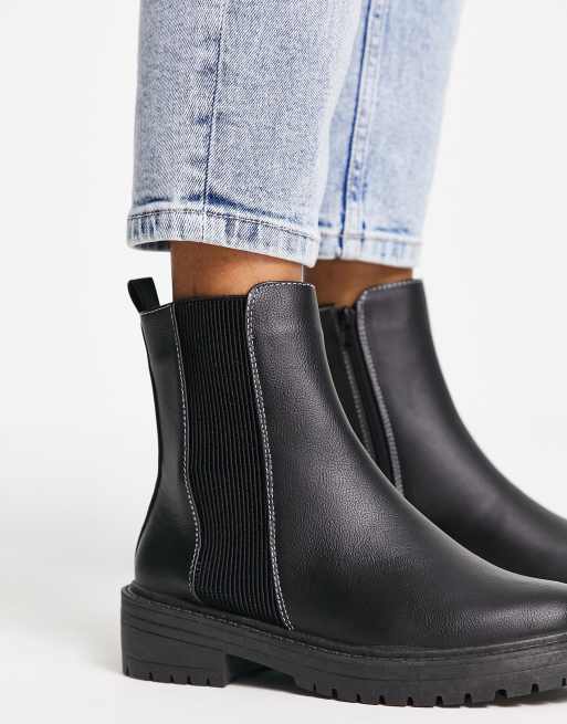 Leather look chelsea store boots