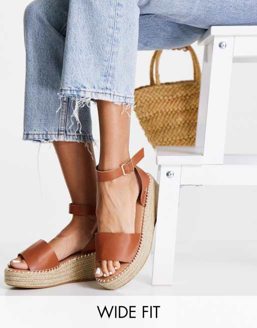 New Look Wide Fit flatform espadrille sandal in | ASOS