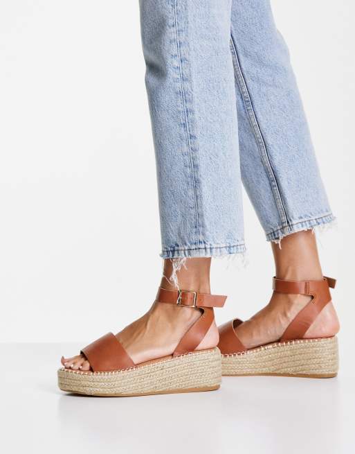 New Look Wide Fit flatform espadrille sandal in ASOS