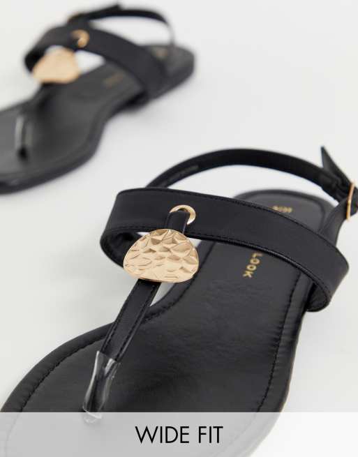 Black gold hot sale sandals flat