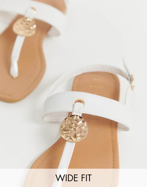 wide fit gold flat sandals
