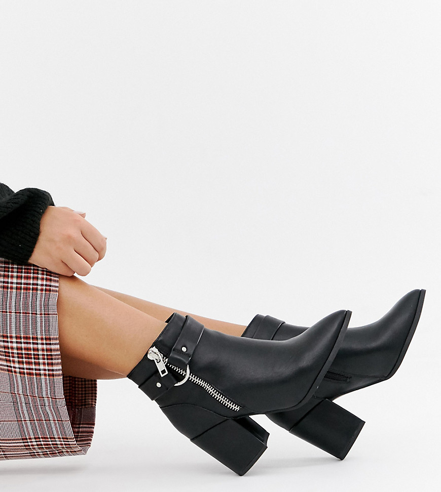 New Look Wide Fit Heeled Ankle Boot-Black