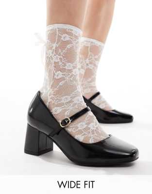 New Look Wide Fit New Look Wide Fit heeled mary jane in black