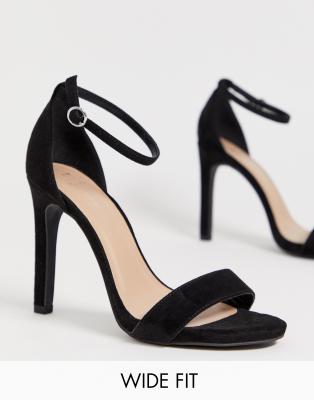 black heeled sandals wide fit