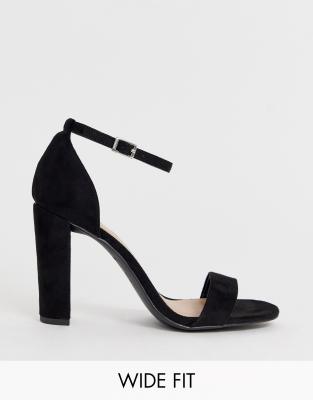 black heeled sandals wide fit