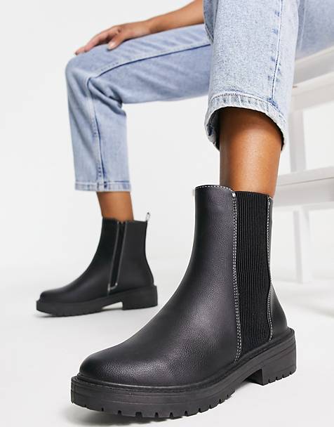 Chelsea Boots Met Dikke Zool in het Zwart Dames Schoenen voor voor Hakken voor Hoge en lage hakken Agra ASOS Brede Pasvorm 