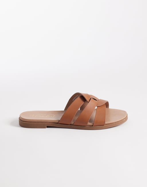 New Look Wide Fit interwoven strap sandal in tan, 2 of 4