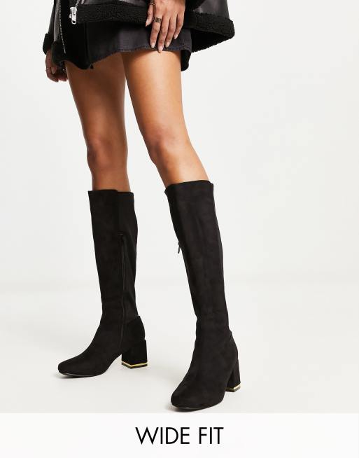 New look wide fit knee hot sale high boots