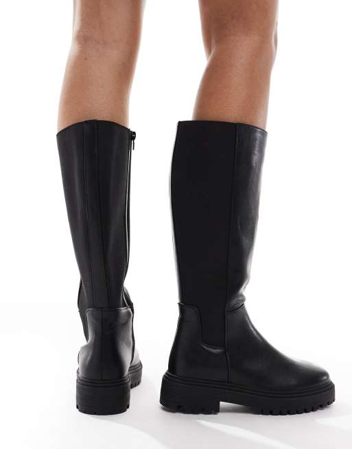 New Look Wide Fit – Kniehohe Stiefel in Schwarz mit dicker Sohle, 3 von 4