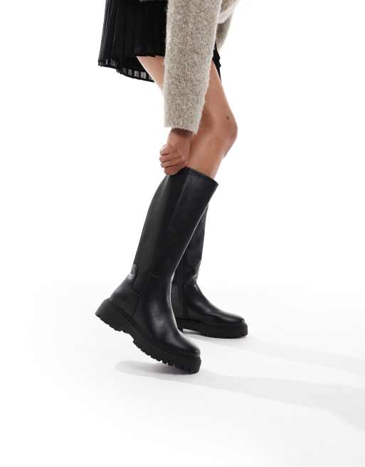 New Look Wide Fit – Kniehohe Stiefel in Schwarz mit dicker Sohle, 4 von 4