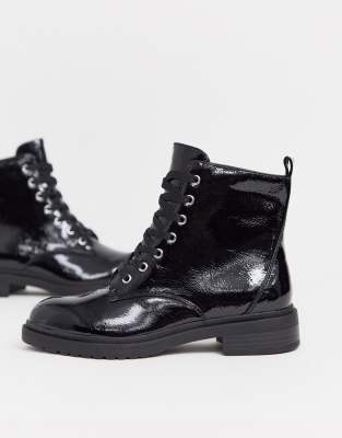 new look lace up flat hiker boot