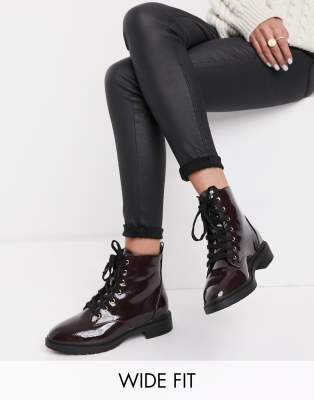 burgundy patent ankle boots