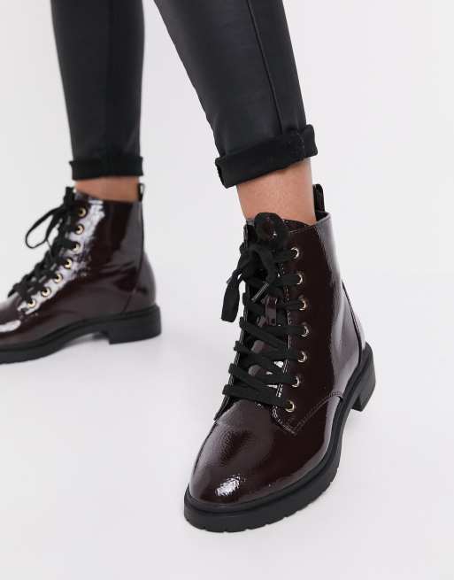 Burgundy ankle boots new hot sale look