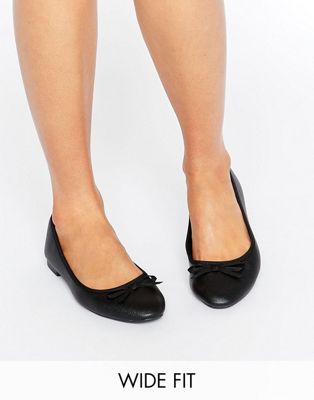 New Look wide fit leather look ballet pump | ASOS