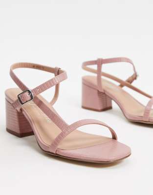 wide fit pink block heel sandals