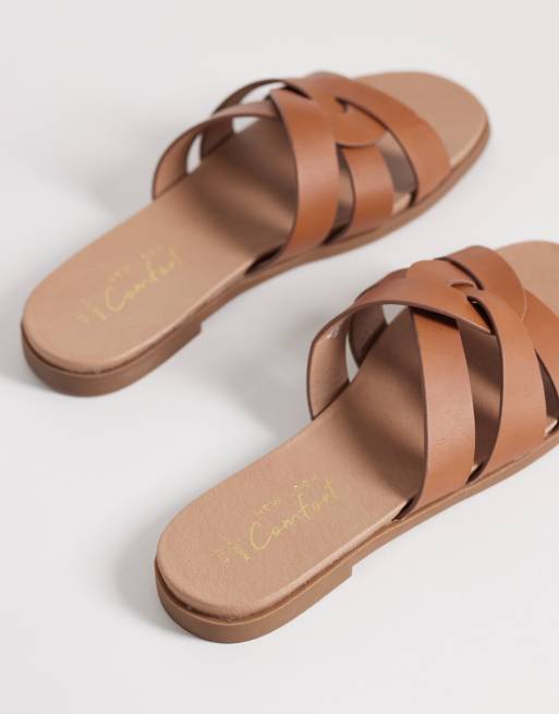 New Look Wide Fit – Ljusbruna sandaler med flätade remmar, 3 av 4