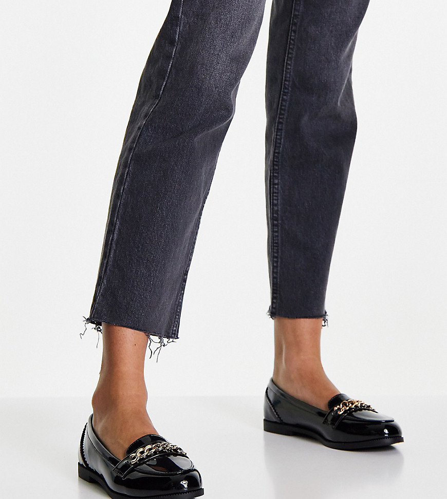 New Look Wide Fit - Loafers met kettingdetail in zwart